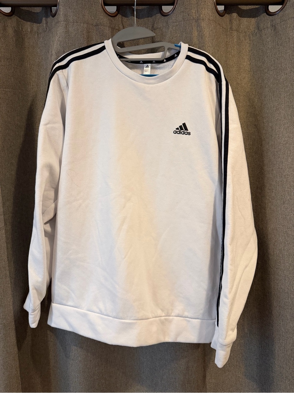 Adidas Women’s White Crewneck Sweatshirt with Black Stripe Detail